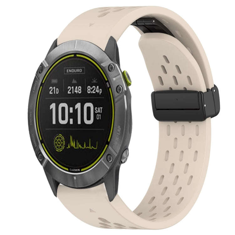 For Garmin Enduro Hole Folding Buckle 26mm Silicone Watch Band(Starlight Color)