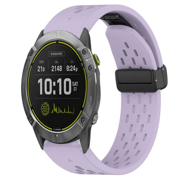 For Garmin Enduro Hole Folding Buckle 26mm Silicone Watch Band(Purple)