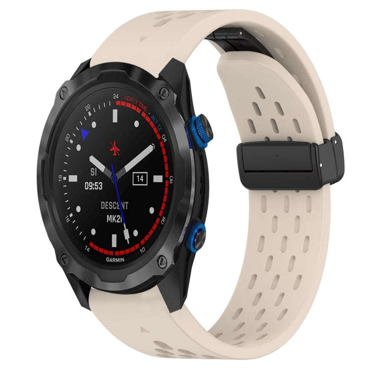 For Garmin Descent MK 2i Hole Folding Buckle 26mm Silicone Watch Band(Starlight Color)