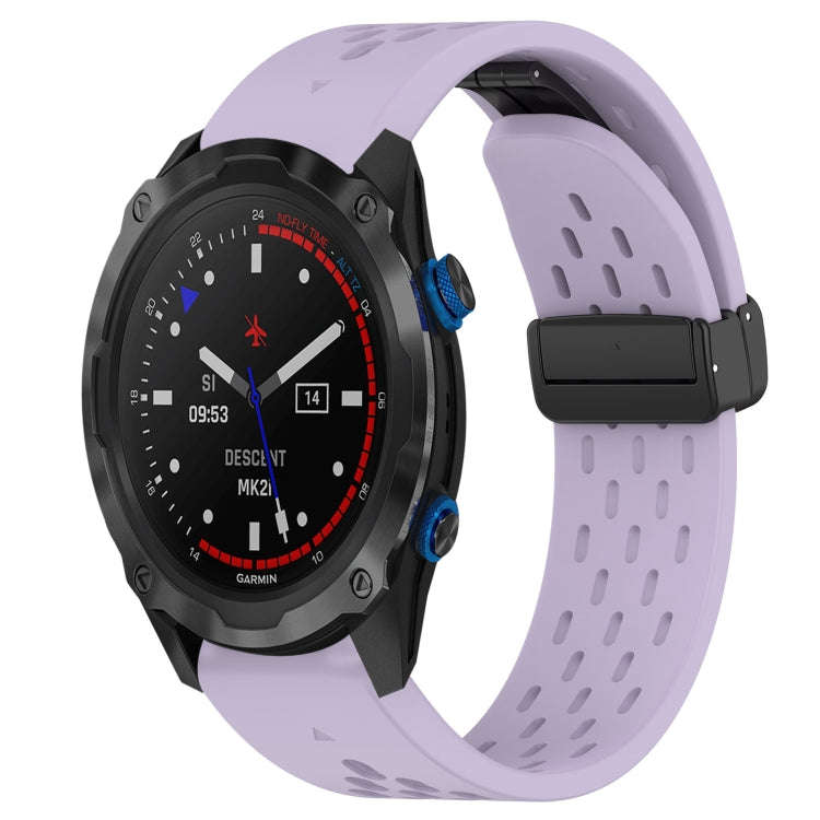 For Garmin Descent MK 2i Hole Folding Buckle 26mm Silicone Watch Band(Purple)