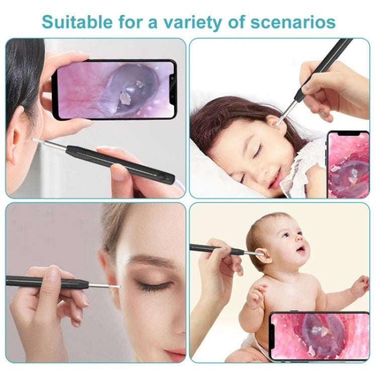 W1 Smart WiFi Ear Pick Cleaning Kit Ear Wax Removal Tool with LED Light(Black)