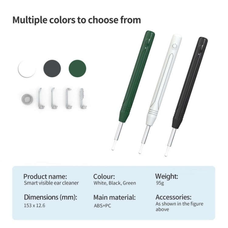 W1 Smart WiFi Ear Pick Cleaning Kit Ear Wax Removal Tool with LED Light(White)