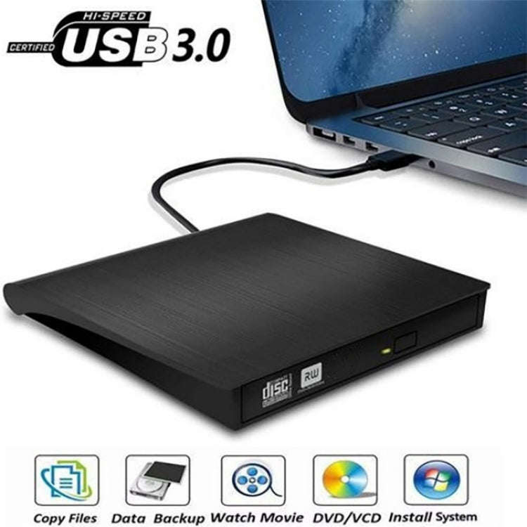 663 High Speed CD DVD Burner USB3.0 Computer Laptop External Optical Drive Burner(Black)