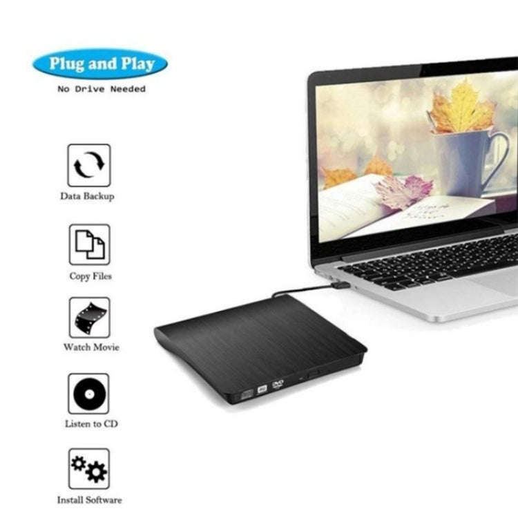 663 High Speed CD DVD Burner USB3.0 Computer Laptop External Optical Drive Burner(Black)