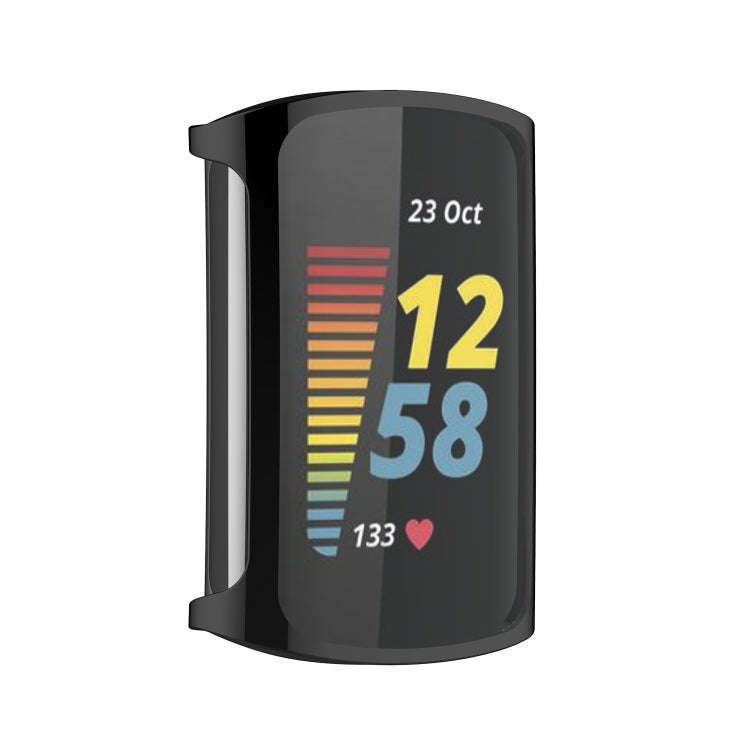 For Fitbit Charge 6 / 5 TPU Shell + Film Integrated Watch Protective Case(Black)