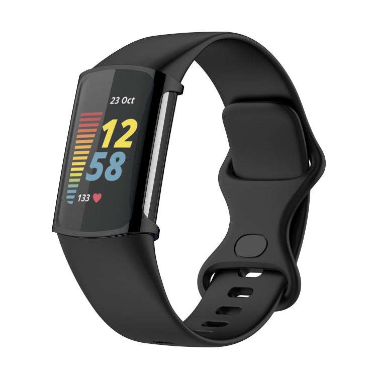 For Fitbit Charge 6 / 5 TPU Shell + Film Integrated Watch Protective Case(Black)