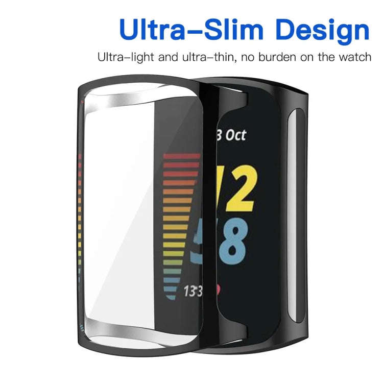 For Fitbit Charge 6 / 5 TPU Shell + Film Integrated Watch Protective Case(Transparent)