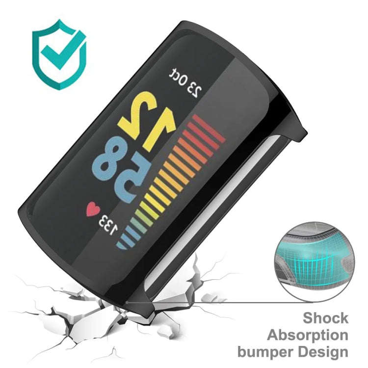 For Fitbit Charge 6 / 5 TPU Shell + Film Integrated Watch Protective Case(Blue)