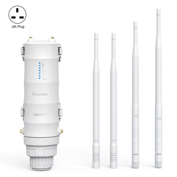 WAVLINK WN572HE4D AC1200 4G LTE WiFi Dual Band 4 Detachable Antennas Router, Plug:UK Plug