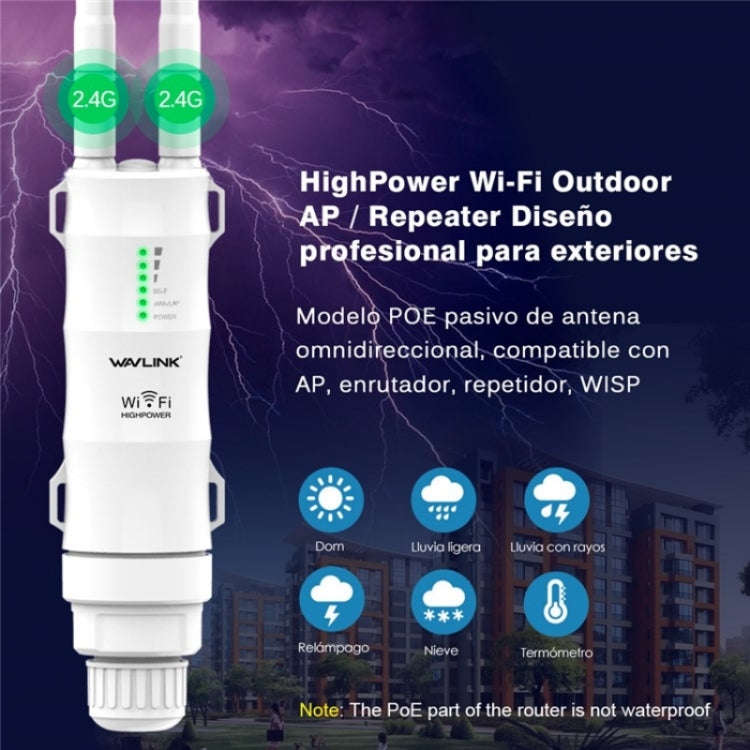WAVLINK WN570HN2 With PoE Powered WAN/ AP / Repeater Mode 300Mbps Outdoor Router, Plug:EU Plug