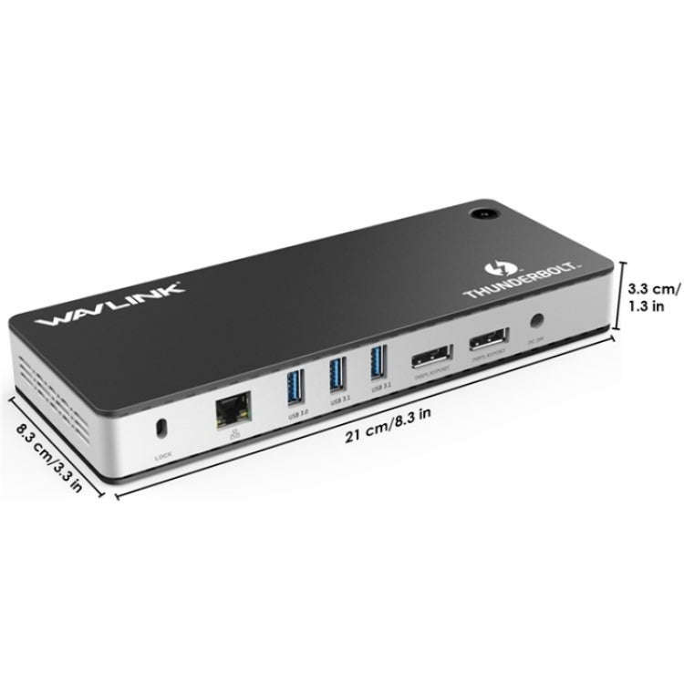 WAVLINK UTD21H 11 in 1 4K Dual DisplayPort Hub Converter Thunderbolt 3 Docking Station, Plug:AU Plug