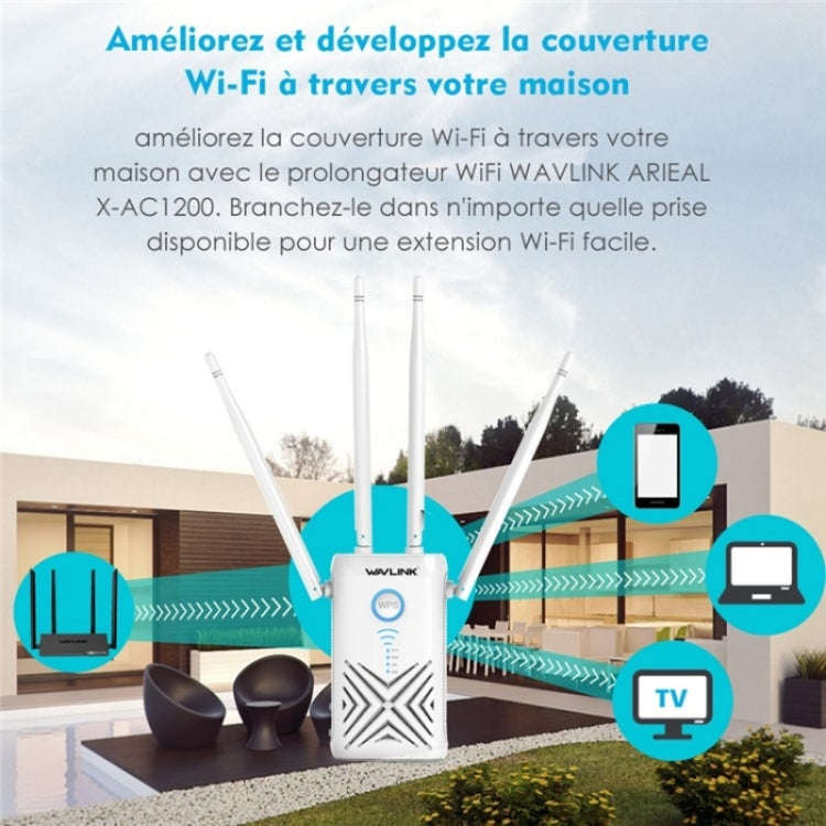 WAVLINK WN579X3 With 5dBi Antennas AC1200 Wireless Router 2.4G / 5G Dual Band WiFi Repeater, Plug...
