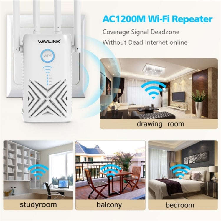 WAVLINK WN579X3 With 5dBi Antennas AC1200 Wireless Router 2.4G / 5G Dual Band WiFi Repeater, Plug...
