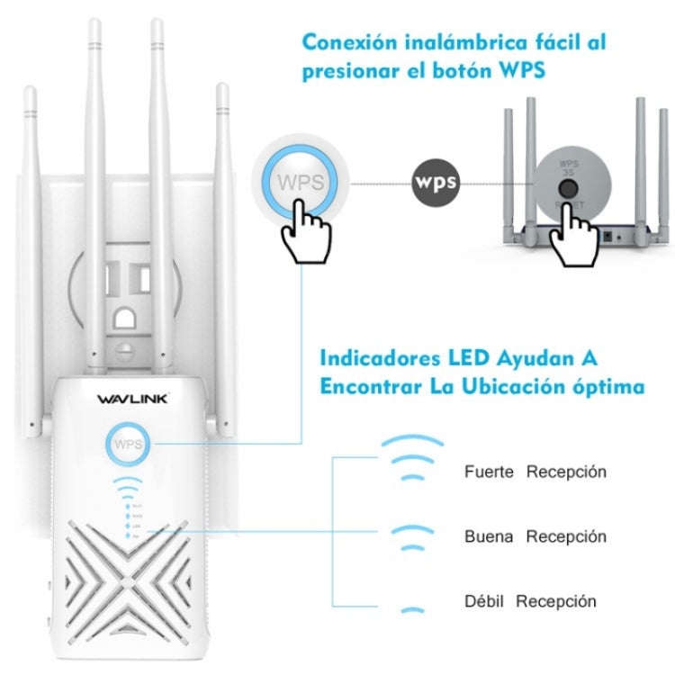 WAVLINK WN579X3 With 5dBi Antennas AC1200 Wireless Router 2.4G / 5G Dual Band WiFi Repeater, Plug...