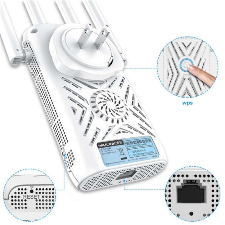WAVLINK WN579A3 Home WiFi Extender 1200Mbps 2.4GHz / 5GHz Dual Band AP Wireless Router, Plug:EU Plug