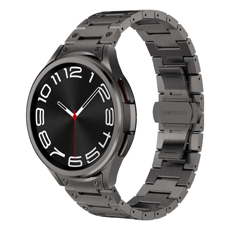 For Samsung Galaxy Watch 4 40 / 44mm Dual Circle Curved Connection Stainless Steel Watch Band(Gray)