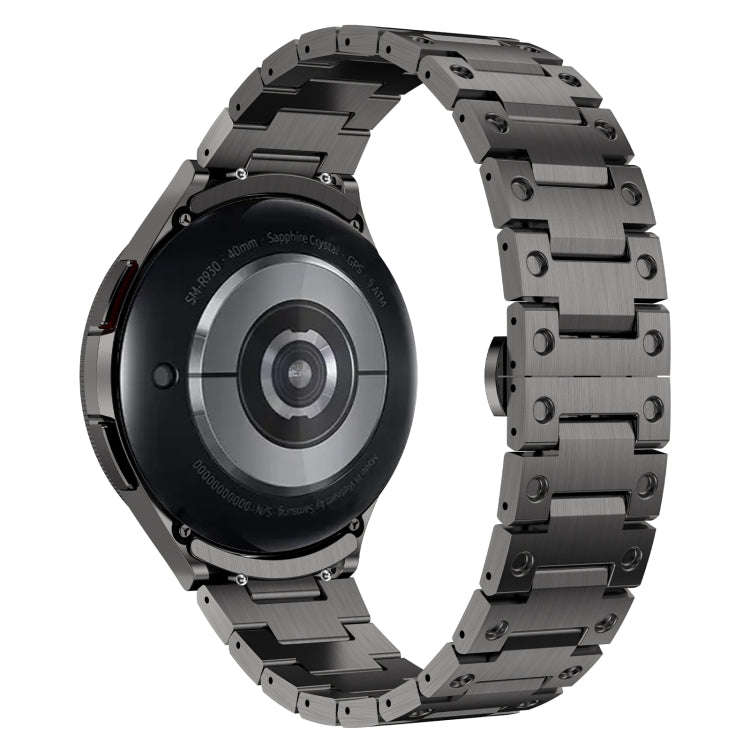 For Samsung Galaxy Watch 4 40 / 44mm Dual Circle Curved Connection Stainless Steel Watch Band(Gray)