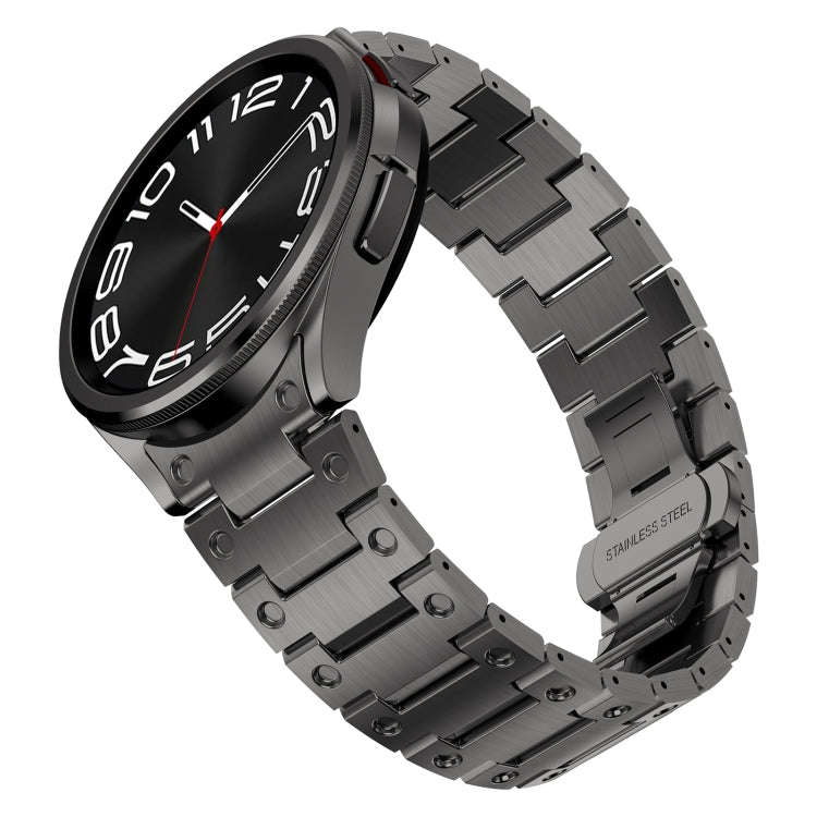 For Samsung Galaxy Watch 4 40 / 44mm Dual Circle Curved Connection Stainless Steel Watch Band(Gray)