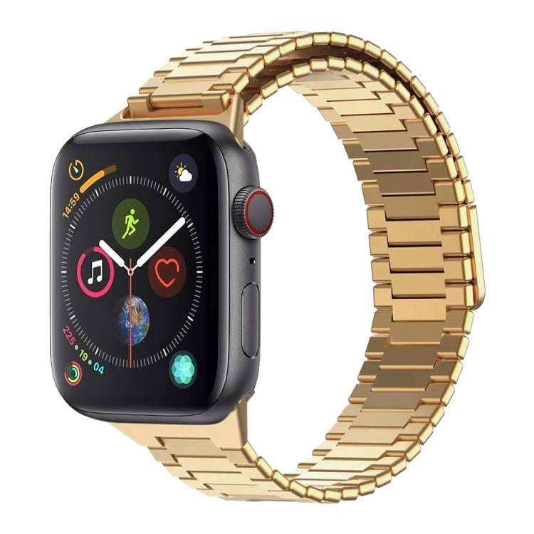 For Apple Watch Series 4 40mm Bamboo Magnetic Stainless Steel Metal Watch Strap(Gold)