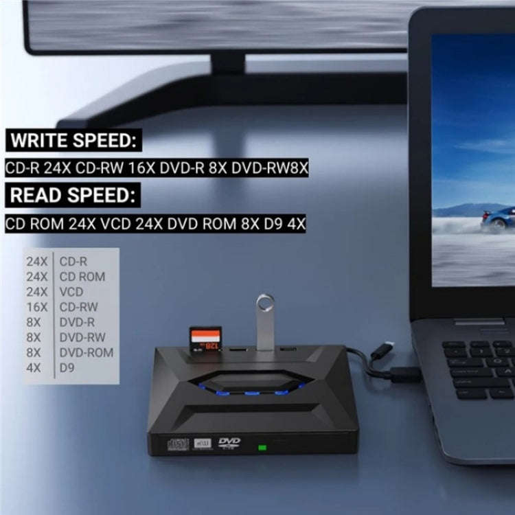 B21-Y 3.0 USB External Mobile Multi-Function 5-in-1 Laptop Type-C DVD Recorder Optical Drive