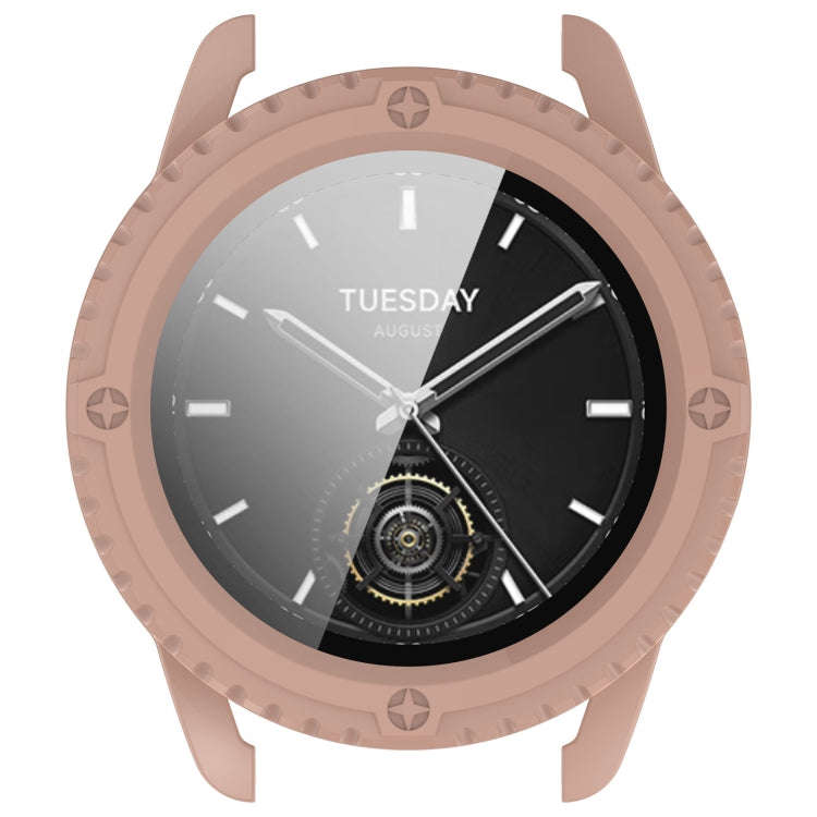 For Xiaomi Watch S3 PC + Tempered Film Integrated Watch Protective Case(Pink)