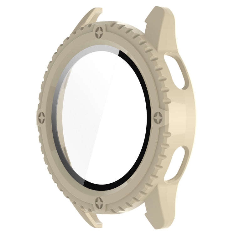 For Xiaomi Watch S3 PC + Tempered Film Integrated Watch Protective Case(Beige)