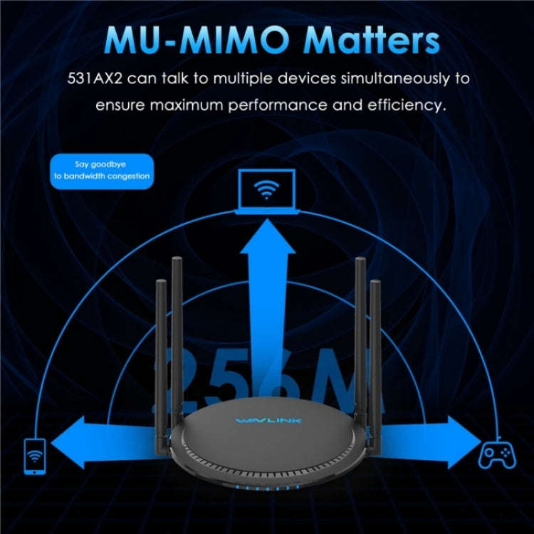 WAVLINK WN531AX2 AX1800 Dual Band Gigabit Wireless Internet Router WiFi 6 Repeater, Plug:EU Plug
