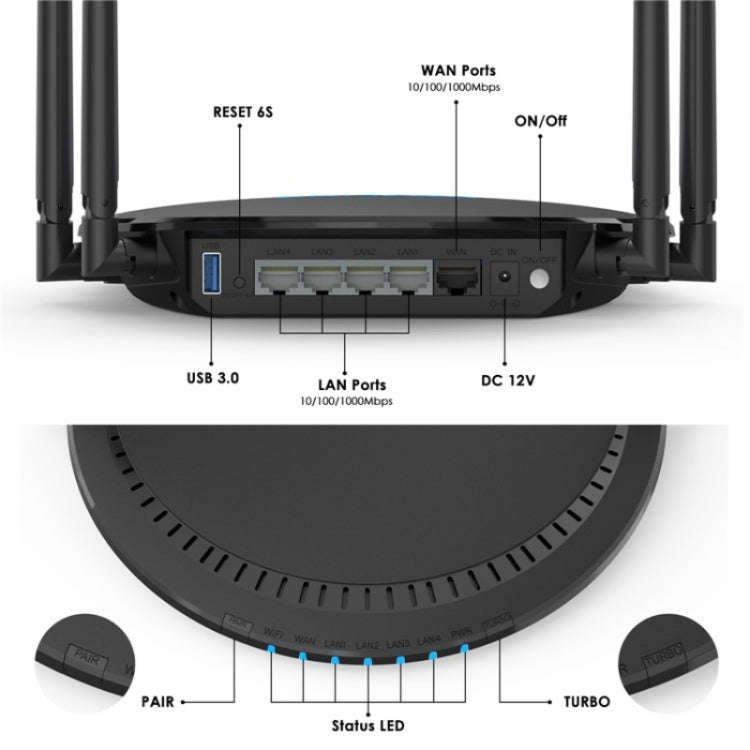 WAVLINK WN531AX2 AX1800 Dual Band Gigabit Wireless Internet Router WiFi 6 Repeater, Plug:US Plug