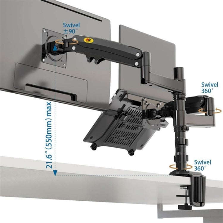 NORTH BAYOU NB H180 FP-2 Laptop Gas Spring Full Motion Dual Arm Clamp 22 - 32 inch LCD TV Monitor...