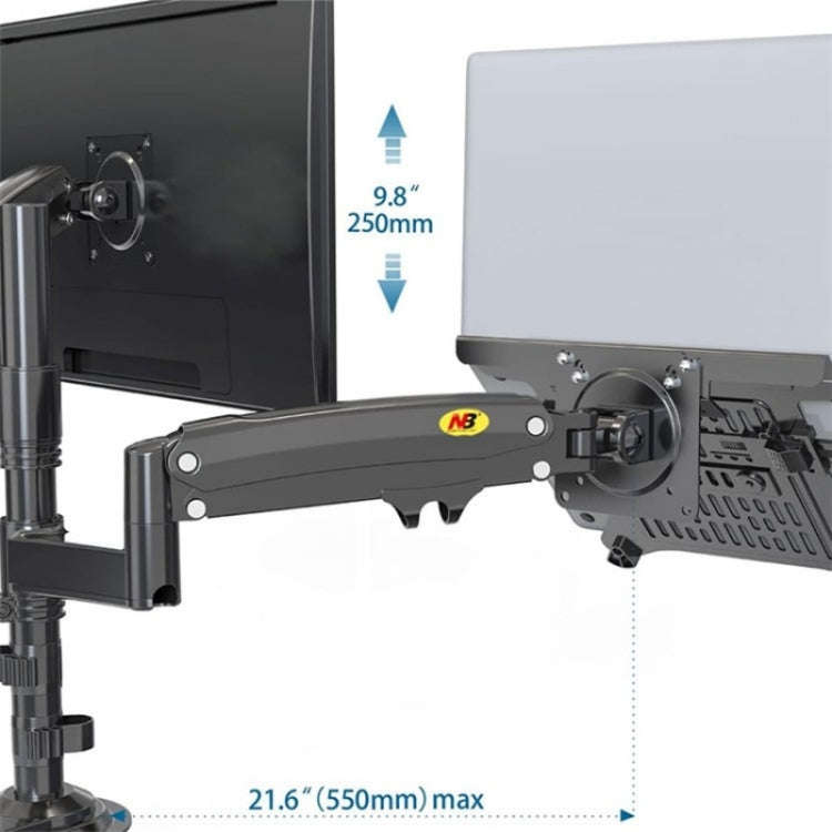 NORTH BAYOU NB H180 FP-2 Laptop Gas Spring Full Motion Dual Arm Clamp 22 - 32 inch LCD TV Monitor...