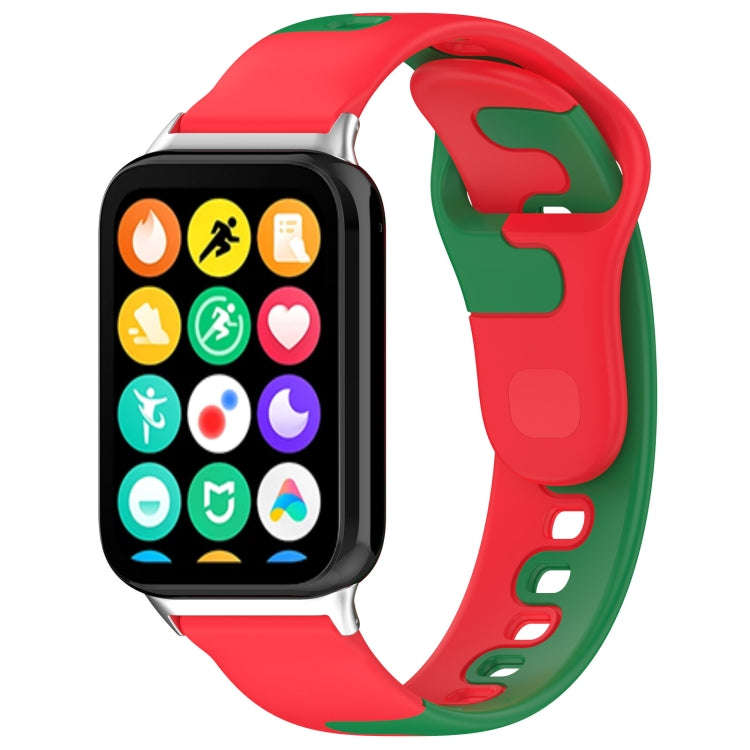 For Xiaomi Smart Band 9 Pro / Redmi Watch 5 Stitching Dual Color Silicone Watch Band(Red Green)