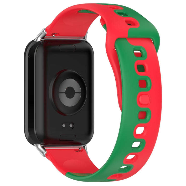 For Xiaomi Smart Band 9 Pro / Redmi Watch 5 Stitching Dual Color Silicone Watch Band(Red Green)