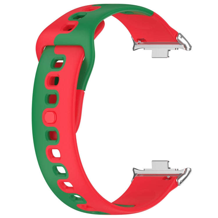 For Xiaomi Smart Band 9 Pro / Redmi Watch 5 Stitching Dual Color Silicone Watch Band(Red Green)