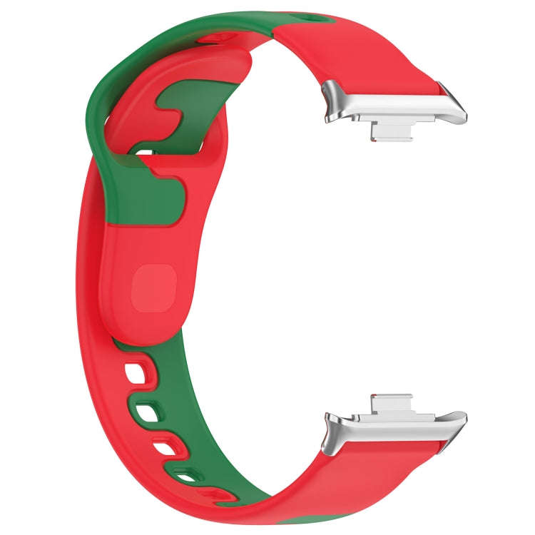 For Xiaomi Smart Band 9 Pro / Redmi Watch 5 Stitching Dual Color Silicone Watch Band(Red Green)