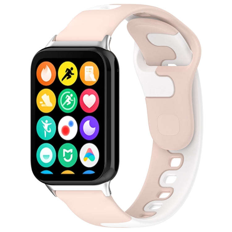 For Xiaomi Smart Band 9 Pro / Redmi Watch 5 Stitching Dual Color Silicone Watch Band(Pink White)