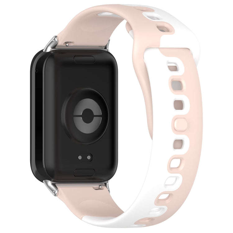 For Xiaomi Smart Band 9 Pro / Redmi Watch 5 Stitching Dual Color Silicone Watch Band(Pink White)