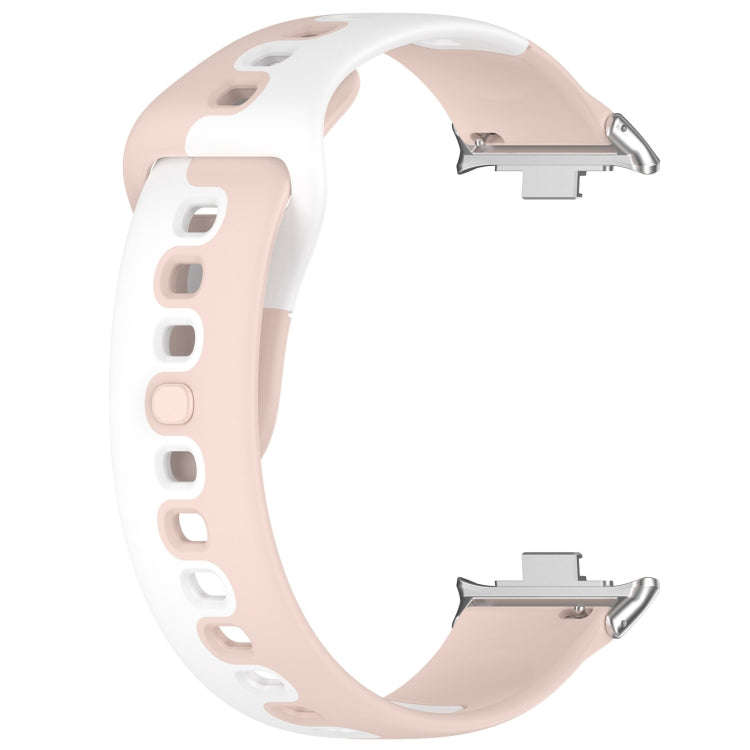 For Xiaomi Smart Band 9 Pro / Redmi Watch 5 Stitching Dual Color Silicone Watch Band(Pink White)