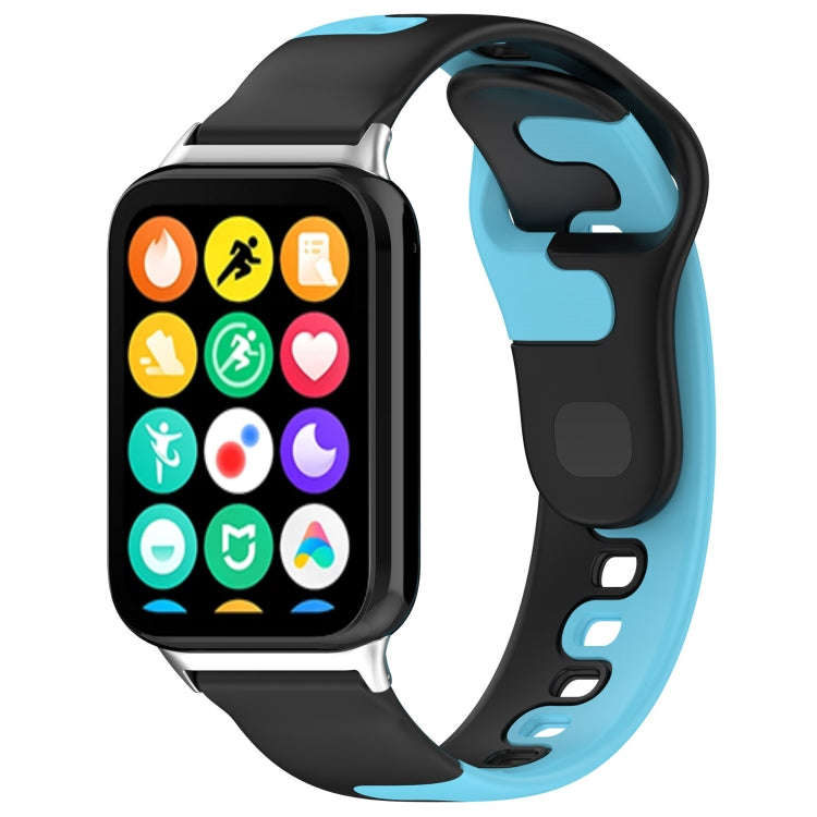 For Xiaomi Smart Band 9 Pro / Redmi Watch 5 Stitching Dual Color Silicone Watch Band(Black Blue)
