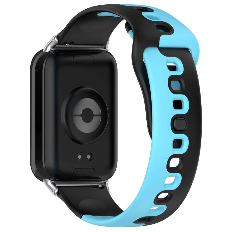 For Xiaomi Smart Band 9 Pro / Redmi Watch 5 Stitching Dual Color Silicone Watch Band(Black Blue)