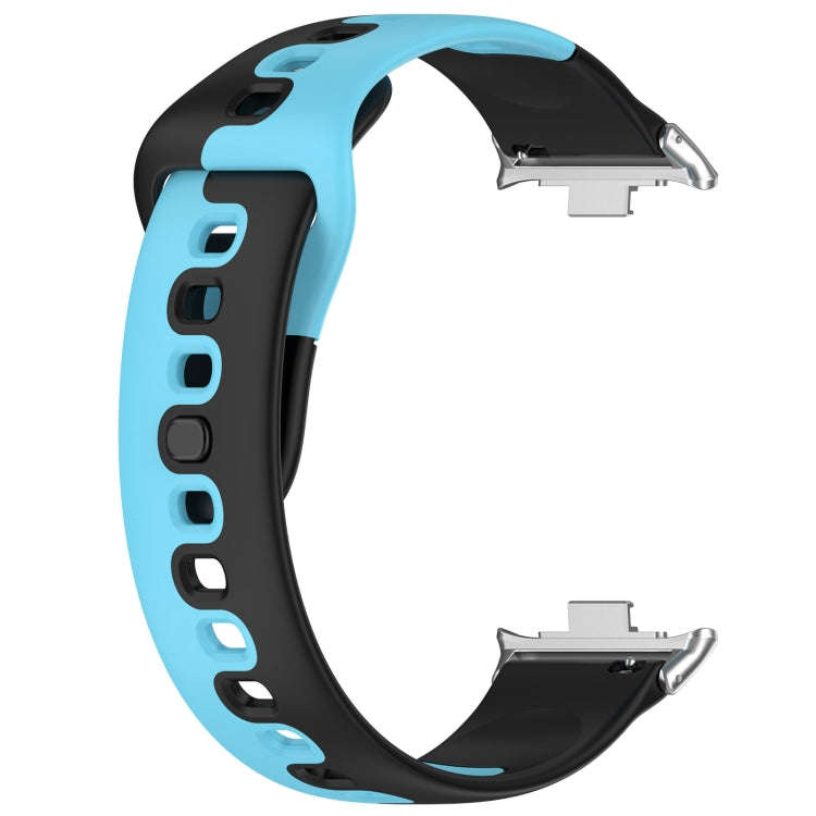 For Xiaomi Smart Band 9 Pro / Redmi Watch 5 Stitching Dual Color Silicone Watch Band(Black Blue)