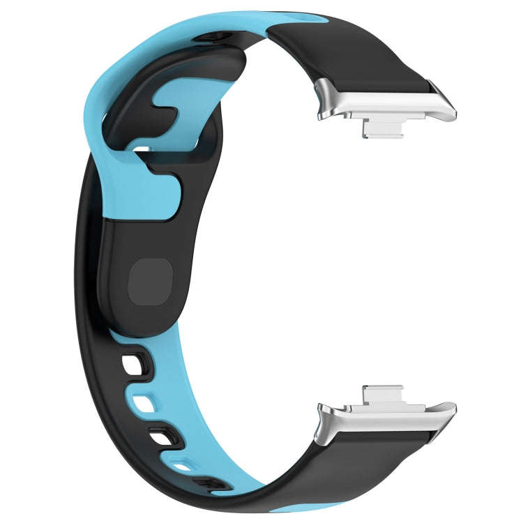 For Xiaomi Smart Band 9 Pro / Redmi Watch 5 Stitching Dual Color Silicone Watch Band(Black Blue)