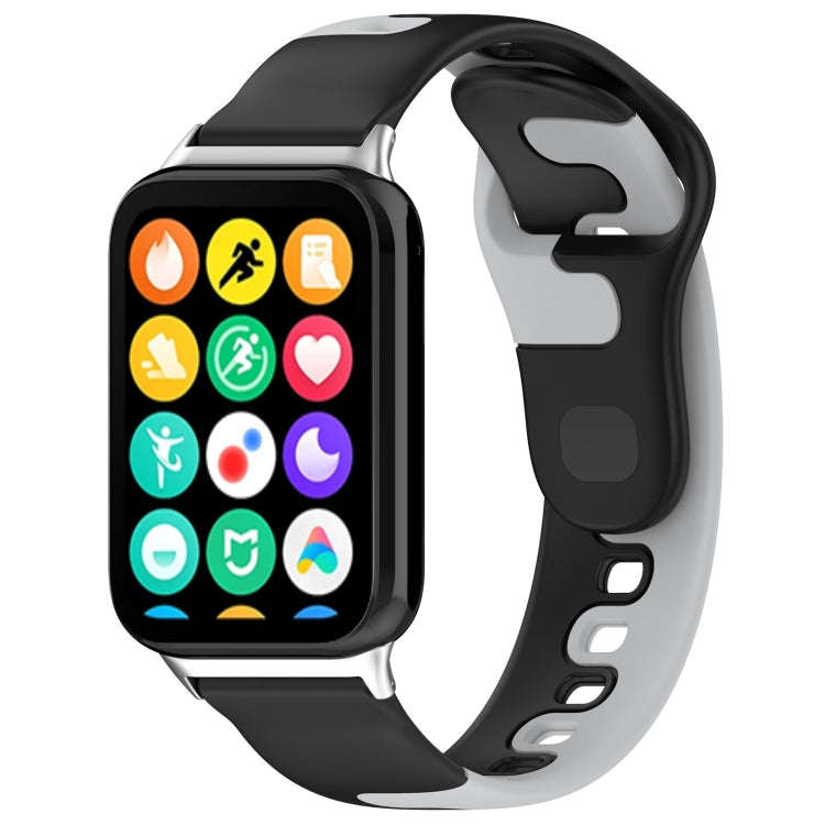 For Xiaomi Smart Band 9 Pro / Redmi Watch 5 Stitching Dual Color Silicone Watch Band(Black Gray)