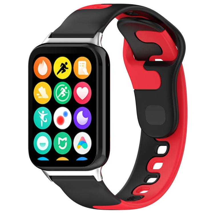 For Xiaomi Smart Band 9 Pro / Redmi Watch 5 Stitching Dual Color Silicone Watch Band(Black Red)