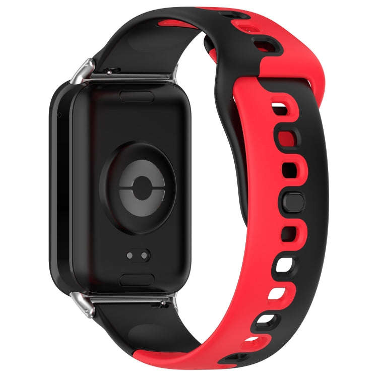 For Xiaomi Smart Band 9 Pro / Redmi Watch 5 Stitching Dual Color Silicone Watch Band(Black Red)