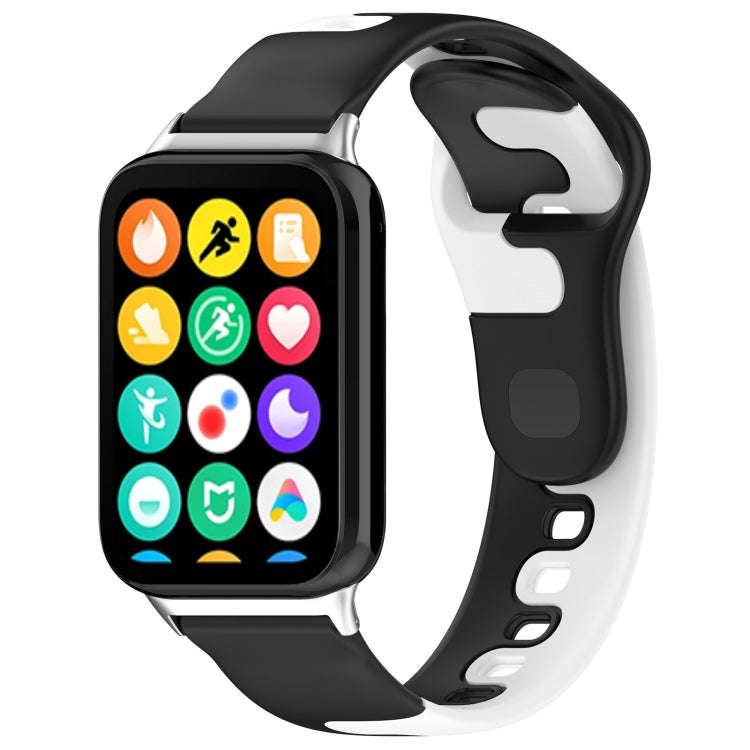 For Xiaomi Smart Band 9 Pro / Redmi Watch 5 Stitching Dual Color Silicone Watch Band(Black White)