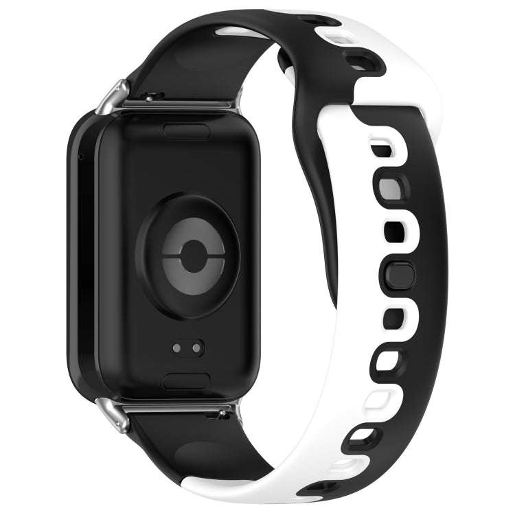 For Xiaomi Smart Band 9 Pro / Redmi Watch 5 Stitching Dual Color Silicone Watch Band(Black White)