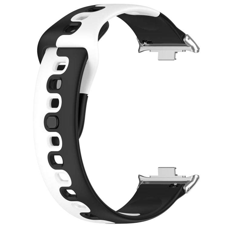 For Xiaomi Smart Band 9 Pro / Redmi Watch 5 Stitching Dual Color Silicone Watch Band(Black White)
