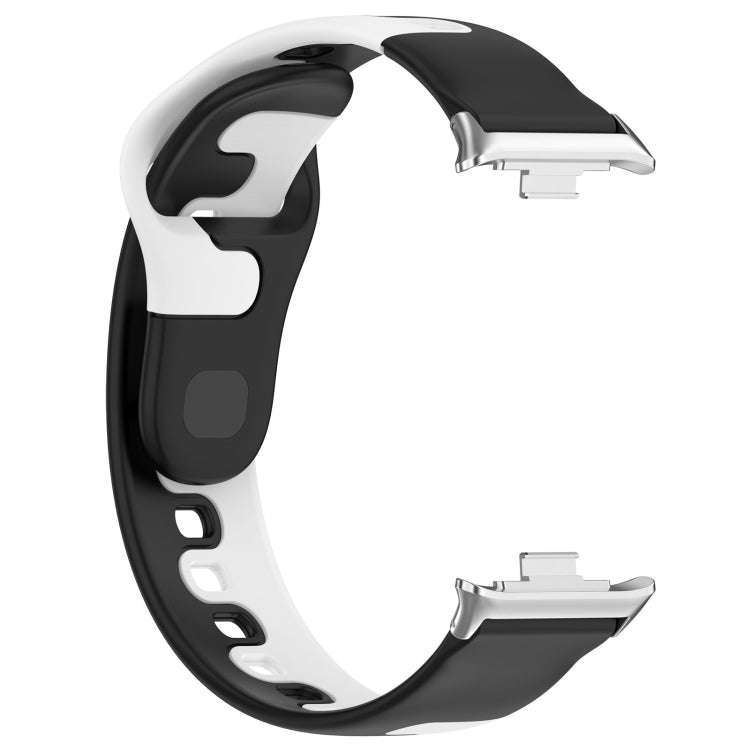 For Xiaomi Smart Band 9 Pro / Redmi Watch 5 Stitching Dual Color Silicone Watch Band(Black White)