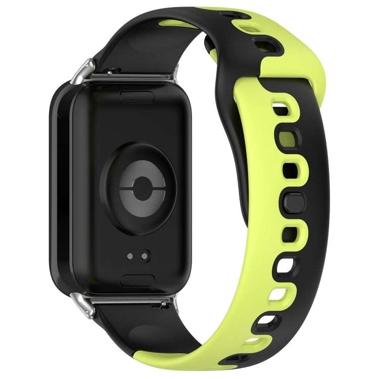 For Xiaomi Smart Band 9 Pro / Redmi Watch 5 Stitching Dual Color Silicone Watch Band(Black Green)