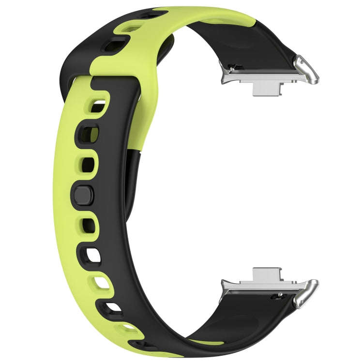 For Xiaomi Smart Band 9 Pro / Redmi Watch 5 Stitching Dual Color Silicone Watch Band(Black Green)